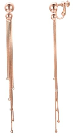 Vissen Pompon Chaîne Boucles D'oreilles Clip Femme Pendantes Plaqué Or Rose Strass Boucle Oreille Non Percées Bijoux