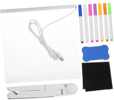 HEATSHAKING 1 Satz LED Notiztafel Luminous Acrylic Memo Board mit Verstellbarem und Stiften für Zuhause und Büro Beleuchtetes Notizbrett für Kreative Notizen und Zeichnungen