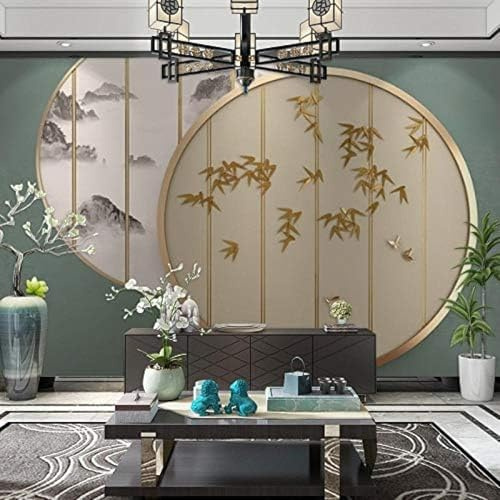 XLMING Bamboo Leaf Hotel Club Papier Peint 3D Intissé Salon Canapé Chambre À Coucher Salle Manger Intérieure Murale-300cm×210cm
