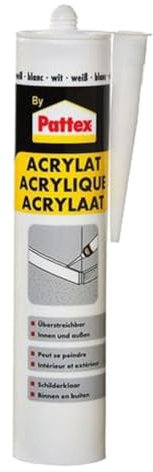Sigillante acrilico bianco, 310 ml, per fughe e attacchi a parete su finestre, porte, scale, interni ed esterni, verniciabile (1 x 310 ml)