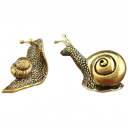 Vyloky Goldene Messing Schnecken 2er Set Teetier und Gartendeko Antike Skulptur für Haus und Büro