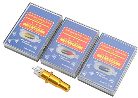 Schneideplotter-Messerhalter-Set, 3 Arten von Wolframstahlklingen, Präzises Schneiden für, Papier, Stoff, Holz, Aluminiumlegierung, Halter 15 Klingen