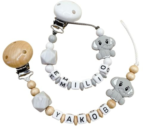 Schnullerband mit Namen für Mädchen & Jungen personalisierte Baby Geschenke Elefant