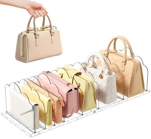 Organizador de Bolsos de Plástico,Divisores de Estante Transparentes,Organizador Transparente para Bolsos,Ideal Como Organizador de Armario Y Bolsos de Mujer,También para Cocina,Baño y Escritorio