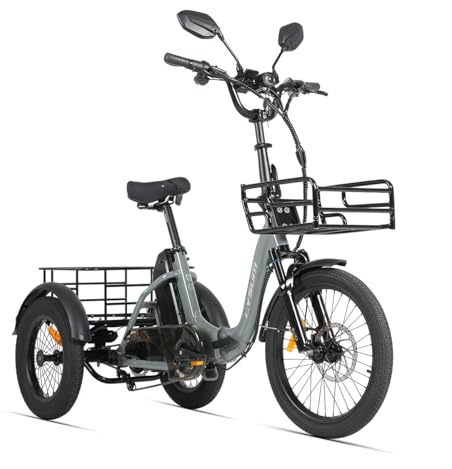 cysum AG1 PRO E-Bike Dreirad für Erwachsene, 16 Zoll faltbares Elektro Dreirad für Herren und Damen, 3 Rad Elektrofahrrad mit 48V 20Ah Lithium Akku, 90 Nm Drehmoment, Geschwindigkeitsdifferenzial