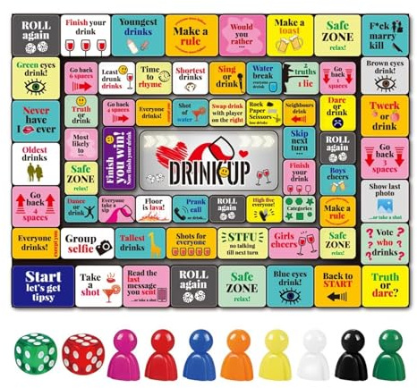 Schach Set Drink Up – Brettspiel-Trinkspiele for Erwachsene – Lustige, interaktive Trinkspiele for Spieleabende ab 21 Jahren Schachbrett(Blanc)