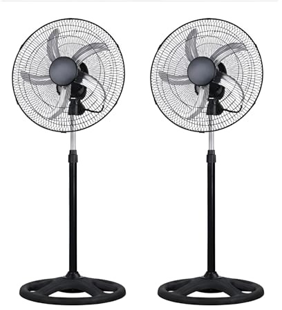 Genérico PACK DE 2 Ventilador de Pie Industrial 18 (45 cm) 70W, 5 Aspas, 3 Velocidades, Oscilación 180°, Altura Regulable 82-128 cm, Motor de Cobre, Silencioso, para Hogar y Oficina hasta 50 m²