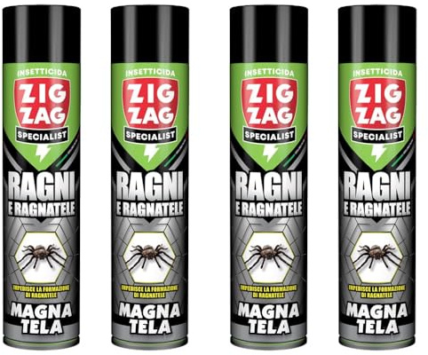 Zig Zag Magnatela Maxi Formato 500 ml – Insetticida per Ragni con Azione Residuale, Efficacia Immediata e Protezione Prolungata, – Confezione 4 Pezzi – FERROELETTRA (Offerta Gallik)