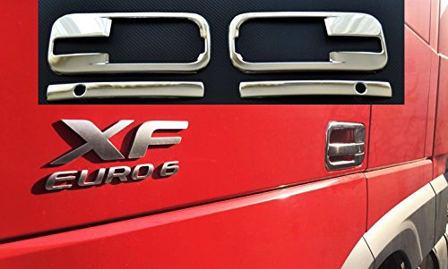 VNVIS 4 Stück Edelstahl Zubehör rechts und links Türgriffe 3D Dekorationen für XF 106 EURO 6 LKW
