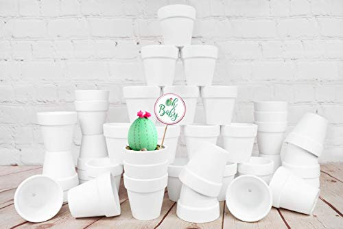My Urban Crafts 40 Stück weiße Terrakotta-Töpfe – 6,3 cm Mini-Tontöpfe mit Drainagelöchern, für Kinderzimmer, Terrakotta-Töpfe für Sukkulenten, Basteln, Hochzeit, Babyparty, Gastgeschenk