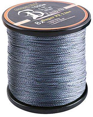 LSHEL Geflochtene Angelschnur 8fach 1000m PE Super Starke Geflochtene Schnüre, Grau, 3.0# 0.28mm/18.14kg/40lb