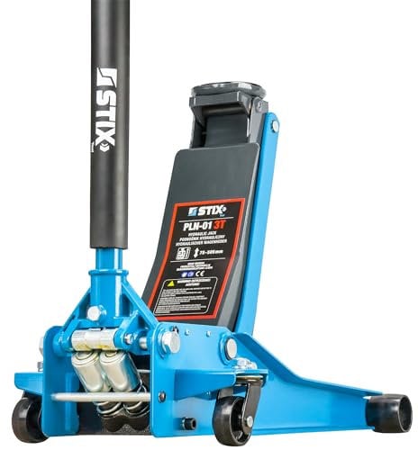 STIX Wagenheber Hydraulisch 3T - niedrige Aufnahmehöhe 75 mm - Extra Flacher Rangierwagenheber - Hubhöhe 505 mm - Doppelpumpe, ideal für Werkstatt und Garage