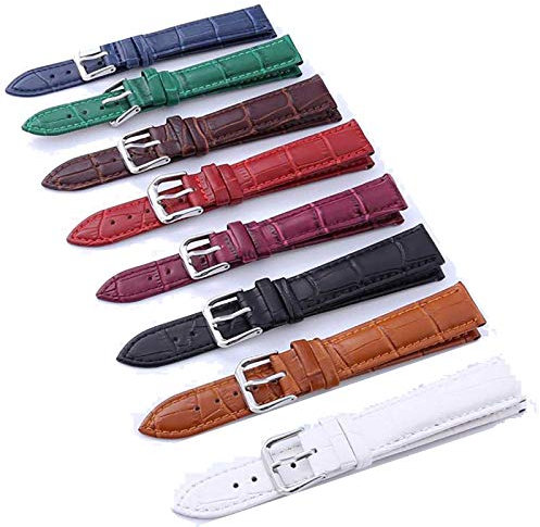 Universal-Armbanduhr aus echtem Leder für Herren und Damen Unisex Jungen Mädchen 12 14 16 18 20 22 24 mm inklusive Bandanstöße, blau, 14mm, Band