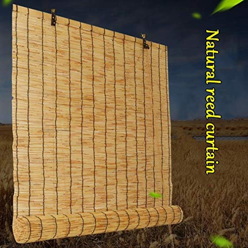 KDDEON Hand-Woven Natural Reed Curtains,Bamboo Roller Blinds with Lifter,Partition Blind Sun Shade,Light Filtering/Anti-Uv/Retro/Waterproof,for Outdoor/Indoor,Customizable (50x60cm/20x24in)