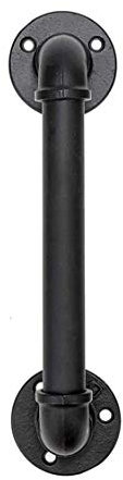 Corrimano per Scale Interne Esterni Ringhiere a Parete Ringhiera Passamano Maniglia di Sicurezza Balaustre pour Disabili Anziani - Kit completo - Metallo Ferro Nero (30 cm)