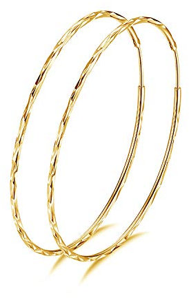 925 Sterling Silber Kreis Endless Creolen Ohrringe für Frauen Golden 20 30 40 50 60mm