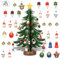 YiYa Mini Table en Bois Sapin De Noël Ensemble De Jouet De Noël avec 30 Mini Ornements De Noël Et 1 Cime d'arbre Étoile pour Décoration De Noël Décors De Table Cadeau De Noël (Gros)