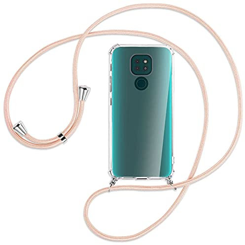 mtb more energy® Handykette kompatibel mit Motorola Moto G9 Play (6.5'') - Rose Peach - Smartphone Hülle zum Umhängen - Anti Shock Full TPU Case