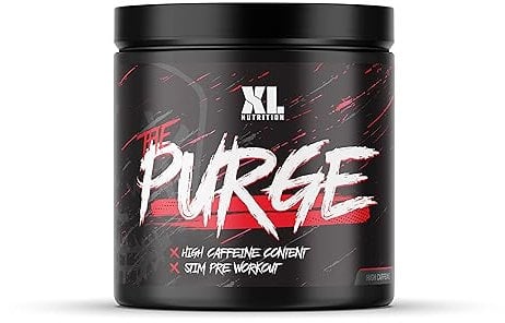 XL Nutrition The Purge | Pre Workout 225g | High Caffeine Content | Helps with Energy, Focus and Blood Flow | No Crash | Potent Formula | Quick Absorbing (Cherry Slush)