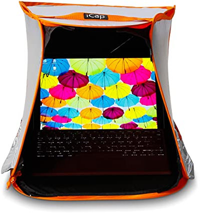 iCap® MIN Classic Notebookzelt. Outdoor Protektor gegen Sonnenlicht, Verblendung, Regen, Staub Hitze, Kälte. Für MacBook, Notebook, Laptop, iPad. Größe MIN für 10” bis 13,5”