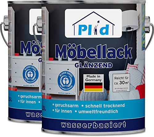 plid Vernice bianca per mobili di alta qualità, per porte, legno, colore bianco, lucido, 5 l