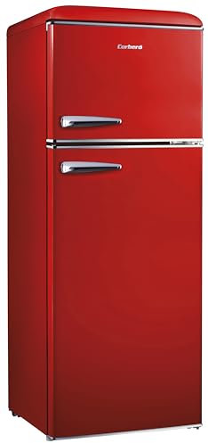 Corbero - Frigorífico | ECF2PG148RR | 215L | Luz LED | Crisper | Descongelación Manual | Estantes de Cristal | Huevera | Cubiteras | Puerta Reversible | 40 Db | Rojo