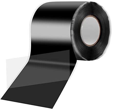 50MM x 3M Cinta Silicona de Autofusion Impermeable Cinta Adhesiva para Fugas de Agua, Cinta Aislante para Tuberias de Agua, Cinta Autosoldante Reparación Selladora, Cinta Aislante Eléctrico Negro
