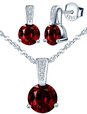 Yumilok Schmuck Set für Damen, Silber Schmuck Set, Damen Halskette & Ohrringe Set, Schmuckset mit Zirkonia, Allergenfrei Schmuck Set für Frauen