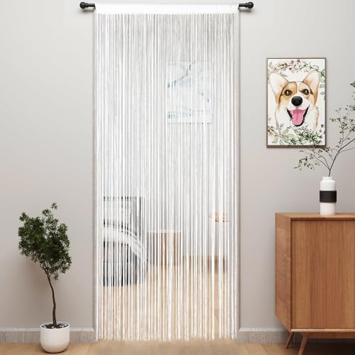 YIIBAII Door String Curtains Fringe Door Curtains for Doorways Window Room Decoration Living Room Divider (39x79, White)