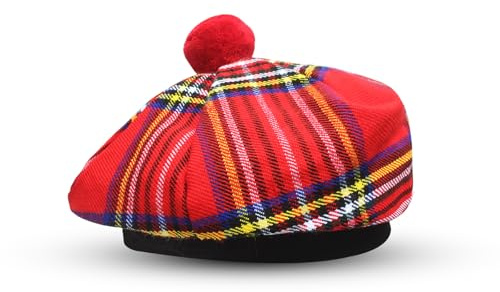 YAS Schottische Mütze Tam o' Shanter Tammy Jimmy Flat Bonnet in vielen Tartans, Tartanmuster, Einheitsgröße