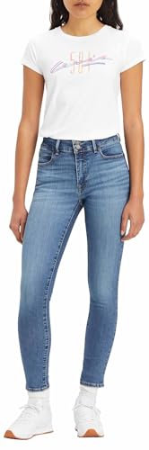 Levi's Damen 711 Double Button Jeans, Blue Wave Mid, 29W / 34L