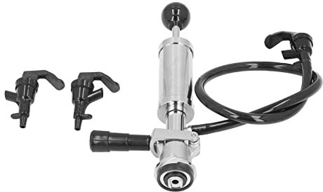 Bierfass Spenderpumpe,4 Zoll Gewinde Weinfass Pumpe Edelstahl Fass Party Pumpe mit Zapfhahn für American D System Kegs,