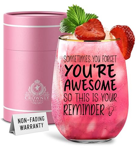 CROWNLY CRYSTAL® Gift for Women Personalised Wine Glass Gin Glass Gifts for Colleagues Friends Birthday Best Gift Idea