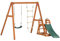 Outsunny Set 3 in 1 con Scivolo, Altalena da Giardino e Scaletta a Corda, Gioco da Esterno per Bambini Età 3-8 Anni, Struttura in Legno, Verde