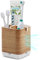 BYUNER Toothbrush Holder Toothbrush Caddy Toothbrush Holders for Bathroom Electric Toothbrush Holder 3 Slots Bathroom Organiser Countertop Storage Toothbrush Stand Toothpaste (Wood)