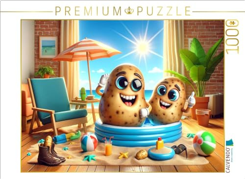 CALVENDO Puzzle Sommerspaß im Wohnzimmer: Kartoffeln im Planschbecken | 1000 Teile Lege-Größe 64 x 48 cm Foto-Puzzle für glückliche Stunden