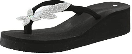 Damen-Hausschuhe für den Sommer, elegant, markiert, bequem, hoch, für zu Hause, Platform, Flip-Flop, leicht, schnelltrocknend, weich, mit Keilabsatz, Strand, Pool, bequem, Lct004 Weiß, 37 EU