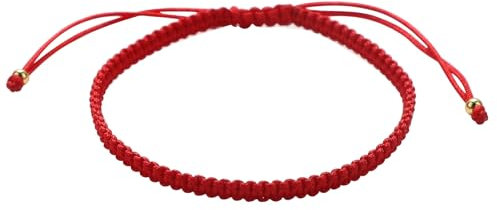 Wonvify Bracelet Porte-Bonheur - Bracelet Corde Dames Hommes, Adolescents - Fait à La Main Avec Amour - Amulette, Protection Mauvais Œil, Bonne Chance - Rouge