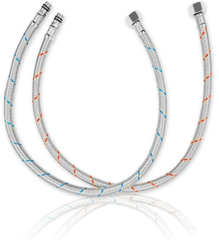2 Pzs Manguera De Conexión Flexible, Latiguillos De Fontanería 3/8xM10x60 cm, Acero Inoxidable Trenzado Manguera Flexible, Latiguillo De Grifo Flexible Para Cocina Baño, Grifo Mezclador