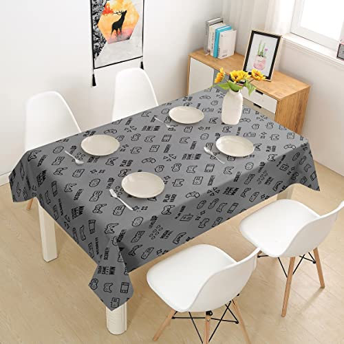 Mantel Gaming Gamepad Video Games Controller Gamer Grey Cubierta De Mesa Duradero Mantel para Comedor Ideal Mantel Rectangular para Picnic Mesa De Comedor Restaurante 137x183cm