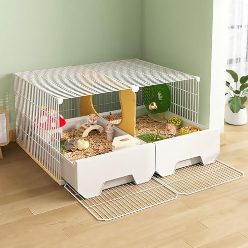 Kleintierkäfige aus Metall, Hamsterkäfig, Leicht zu Reinigende Luxusvilla, Spezielle Zuchtbox für Goldene Bären, Eichhörnchen und Landschaftsbau(70x45x35cm)