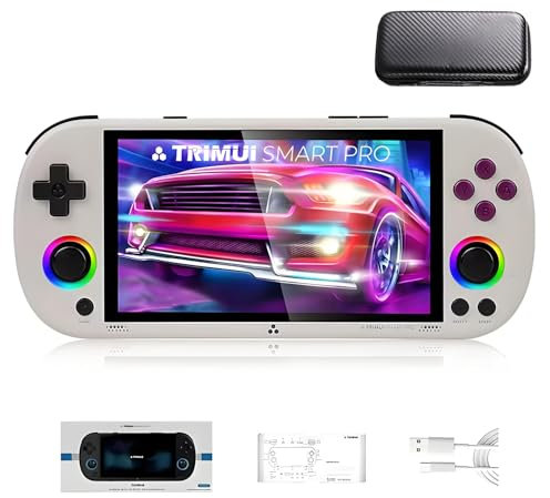 TRIMUI SMART PRO Handheld Game Console, Linux System A133P Processor 5-Inch Screen Retro Video Gaming Console Boy Girls Adult Gifts (No Card No Games) - with Carry Case