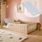 Kinderbett Bodenbett 120x200 cm mit Matratze, Rausfallschutz & Lattenrost Montessori Bett Bed Gitterbett Kinder Jugendbett Einzelbett | natur weitere Größen 80x160 | 90x200 | 140x200 cm