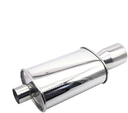 Silenziatore di scarico Krtopo 2.5 Pollice (63MM) Ingresso/3 Pollice (73MM) Uscita Argento Acciaio Inox Car Silenziatore 11.8 Pollice (300MM) Ovale Lunghezza Corpo di Scarico Punte Saldate Turbo