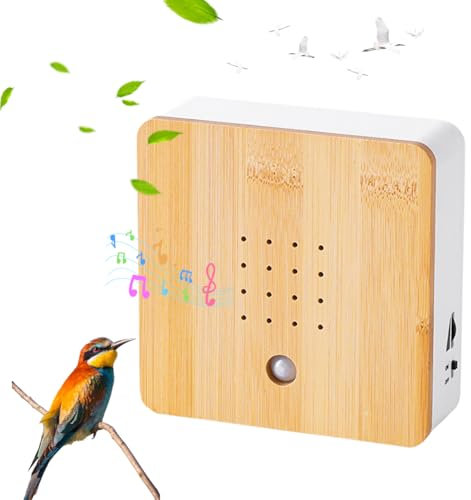 Vogelgezwitscher Box Bewegungsmelder - Naturgeräusche Box Vogelgezwitscher Bewegungsmelder, Naturgeräuschebox Vogel Gesang Vogelzwitscher Box mit Wandhalterung, Vogelgesang & Waldquelle