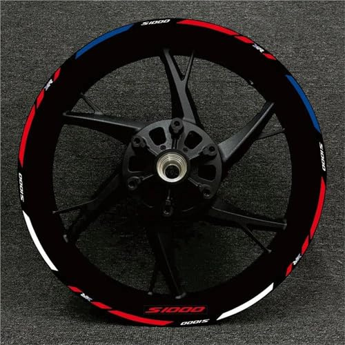 YHGGDN Motorrad Radnaben Rad Aufkleber Motorrad-Radaufkleber Für S1000 XR S1000XR, Reflektierende Felgenaufkleber, Streifenband Streifen(Farbe1)
