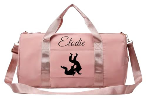 Sac de Sport Souple Rose 30L Multi Sports - La Fabrique d'EC - personnalisé avec Motif Foot/Basket/Handball/Judo/Tennis + Prénom (Souple Rose Multi Sports)