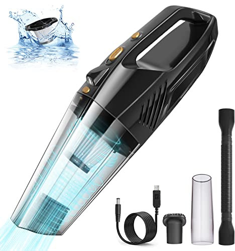 Generisch Handstaubsauger Akku, Auto Handstaubsauger Kabellos mit LED-Licht, Mini Tragbarer Staubsauger Tierhaare für Haus, Haustier und Auto, 120W Handstaubsauger für Nass und Trocken