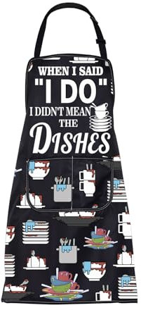 BNQL When I Said I Do I Didn't Mean The Dishes Funny Apron Gifts for Washing Dishes BBQ Housewarming Gift Chef Kitchen Apron
