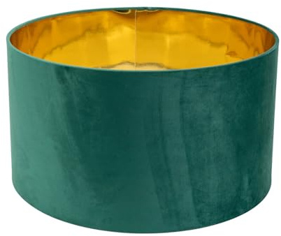 ValueLights | Reni Large Pendant Shade Green Velvet & Gold Inner with Warm White Bulb | Shades, Home Décor & Improvement Essential | Light Bulb Included